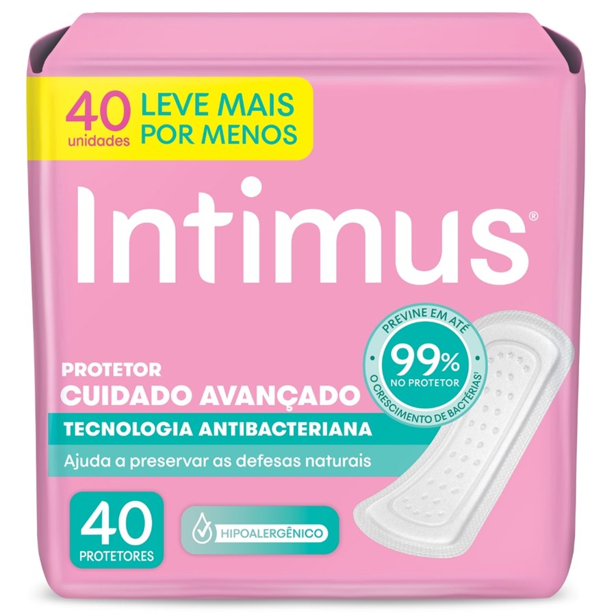 ABSORVENTE INTIMUS PROTETOR DIARIO ANTIBACTERIANA C/40 UNIDADES